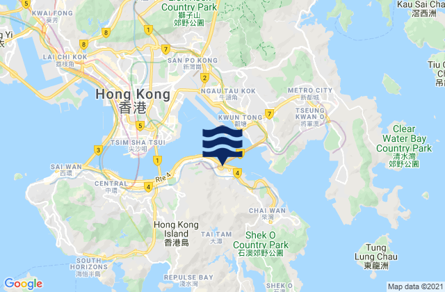 Carte des horaires des marées pour Quarry Bay, Hong Kong