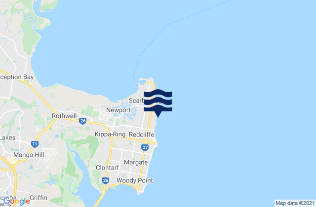 Carte des horaires des marées pour Queens Beach, Australia