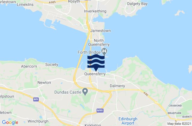 Carte des horaires des marées pour Queensferry, United Kingdom