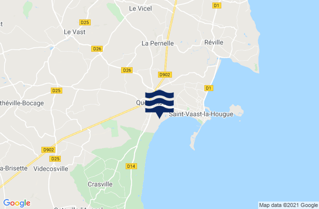 Carte des horaires des marées pour Quettehou, France