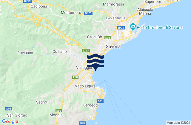 Carte des horaires des marées pour Quiliano, Italy
