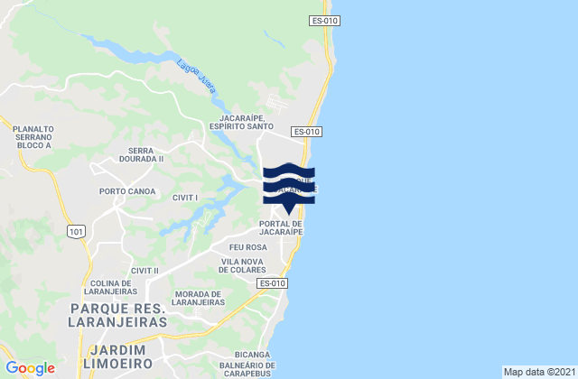 Carte des horaires des marées pour Quilombo Reef, Brazil