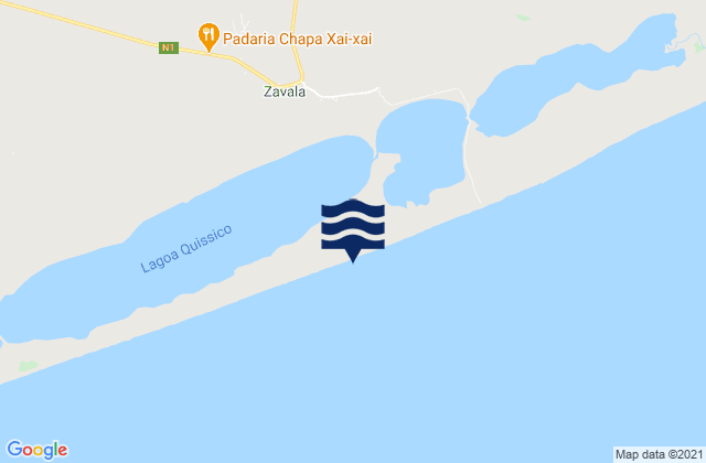 Carte des horaires des marées pour Quissico, Mozambique