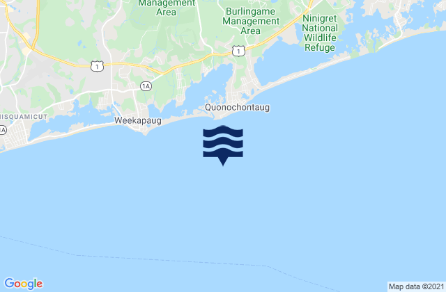 Carte des horaires des marées pour Quonochontaug Beach 1.1 miles S of, United States