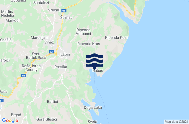 Carte des horaires des marées pour Rabac, Croatia