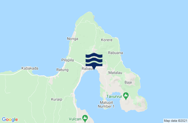 Carte des horaires des marées pour Rabaul, Papua New Guinea
