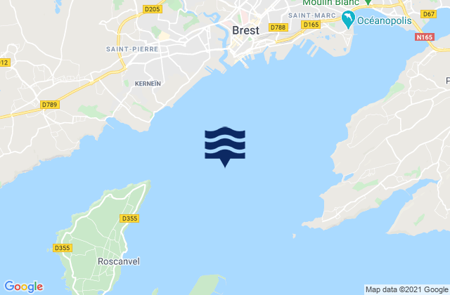 Carte des horaires des marées pour Rade de Brest, France