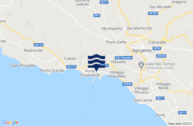 Carte des horaires des marées pour Raffadali, Italy
