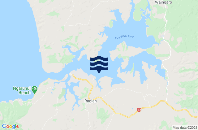 Carte des horaires des marées pour Raglan Harbour, New Zealand