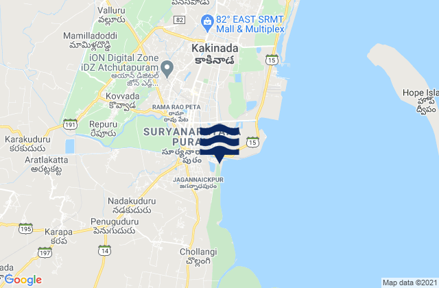 Carte des horaires des marées pour Ramanayyapeta, India