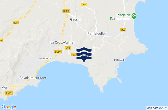 Carte des horaires des marées pour Ramatuelle, France