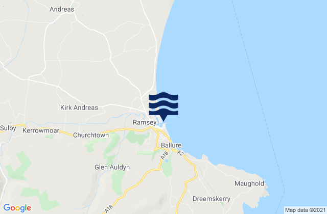 Carte des horaires des marées pour Ramsey, Isle of Man