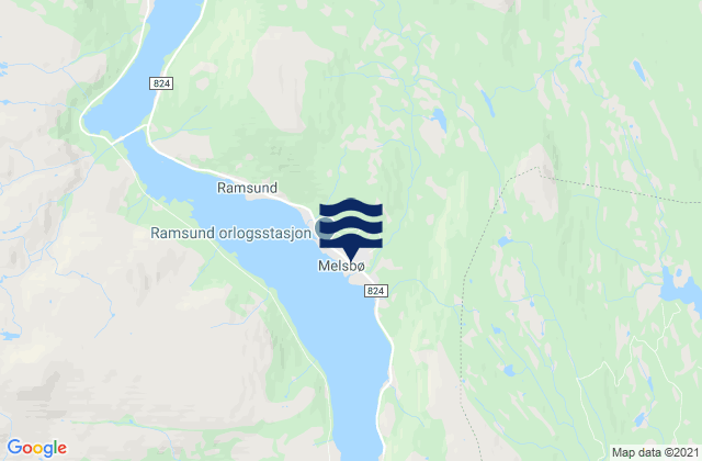 Carte des horaires des marées pour Ramsund, Norway