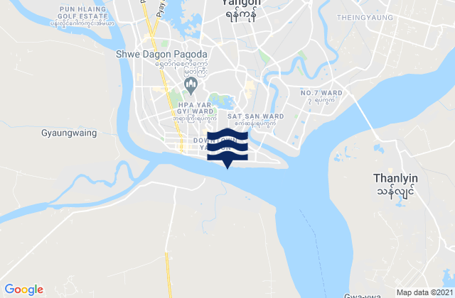 Carte des horaires des marées pour Rangoon Rangoon River, Myanmar