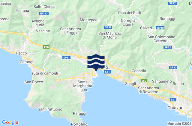 Carte des horaires des marées pour Rapallo, Italy