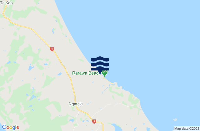 Carte des horaires des marées pour Rarawa Beach, New Zealand