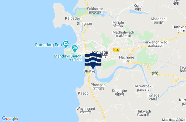 Carte des horaires des marées pour Ratnagiri Bay, India