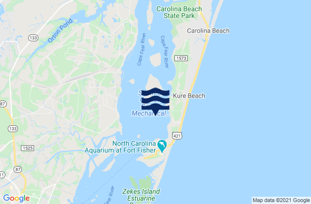 Carte des horaires des marées pour Reaves Point Channel, United States