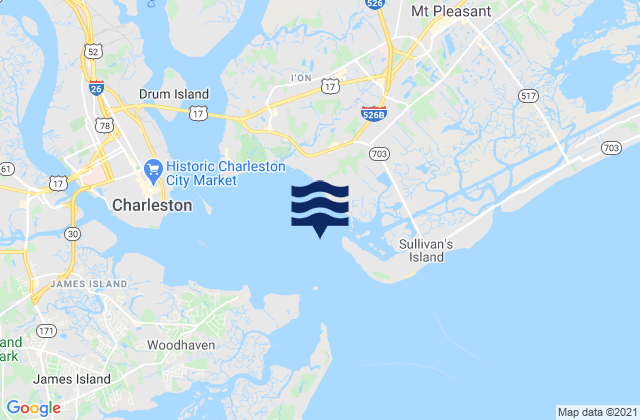 Carte des horaires des marées pour Rebellion Reach 0.8 n.mi. N. of Ft. Sumter, United States