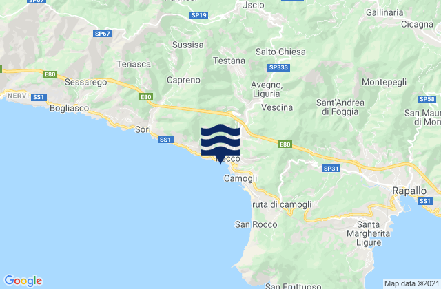Carte des horaires des marées pour Recco, Italy