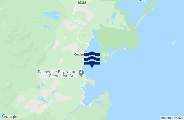 Carte des horaires des marées pour Recherche Bay, Australia