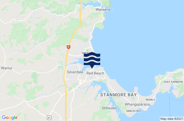 Carte des horaires des marées pour Red Beach Auckland, New Zealand