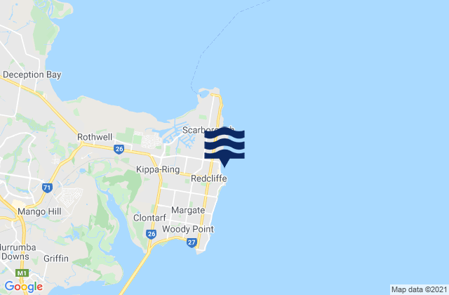 Carte des horaires des marées pour Redcliffe, Australia