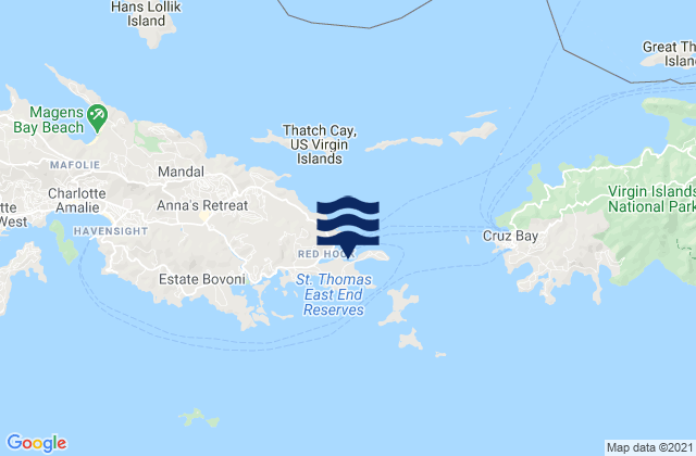 Carte des horaires des marées pour Redhook Bay (Saint Thomas), U.S. Virgin Islands