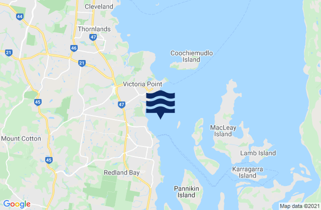 Carte des horaires des marées pour Redland Bay, Australia