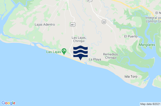 Carte des horaires des marées pour Remedios, Panama