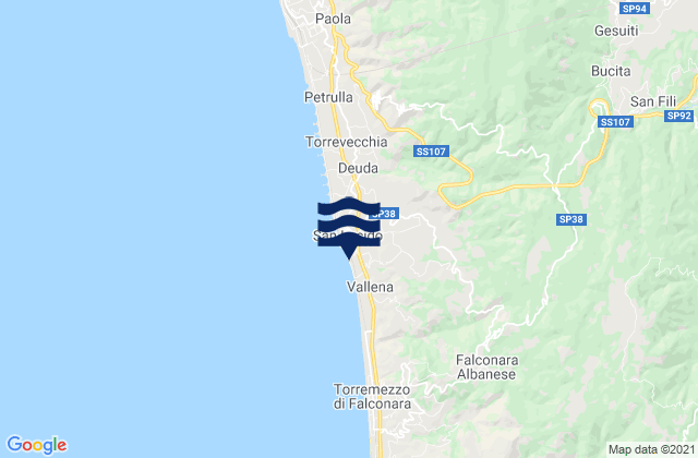 Carte des horaires des marées pour Rende, Italy
