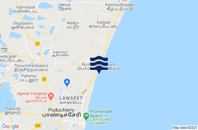 Carte des horaires des marées pour Repos Beach (Pondicherry), India
