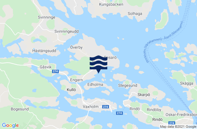 Carte des horaires des marées pour Resarö, Sweden
