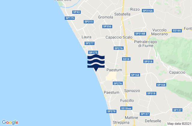 Carte des horaires des marées pour Rettifilo-Vannullo, Italy