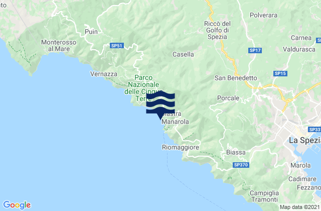 Carte des horaires des marées pour Riccò del Golfo, Italy