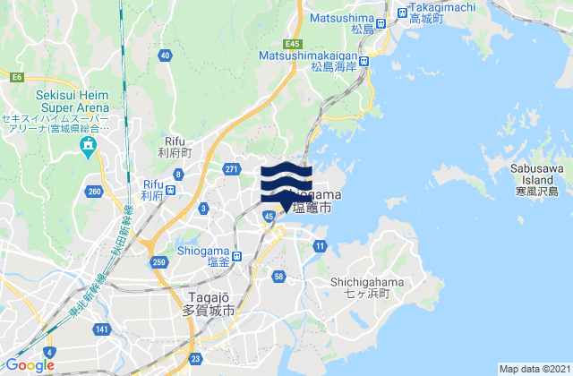 Carte des horaires des marées pour Rifu, Japan