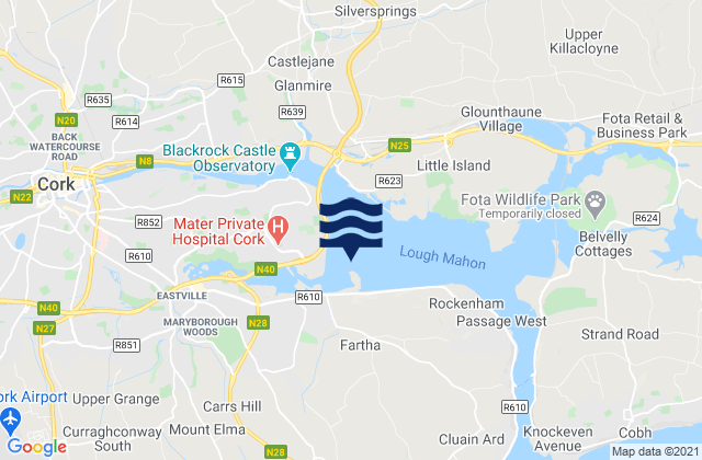 Carte des horaires des marées pour Ring Mahon Strand, Ireland