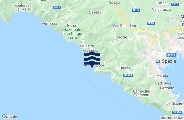 Carte des horaires des marées pour Riomaggiore, Italy