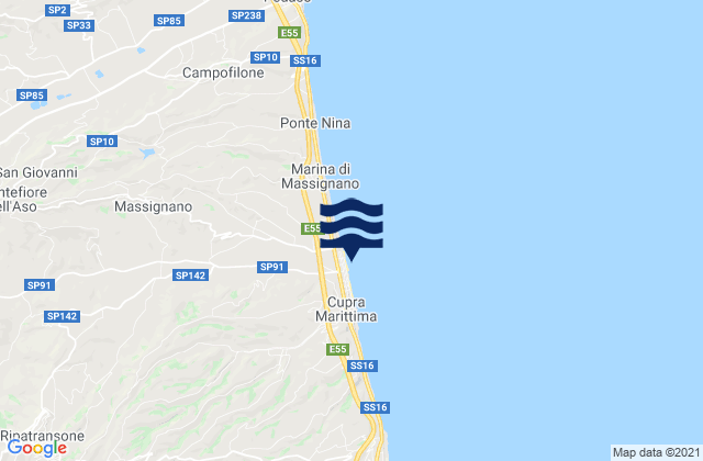 Carte des horaires des marées pour Ripatransone, Italy