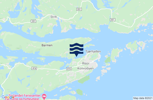 Carte des horaires des marées pour Risør, Norway