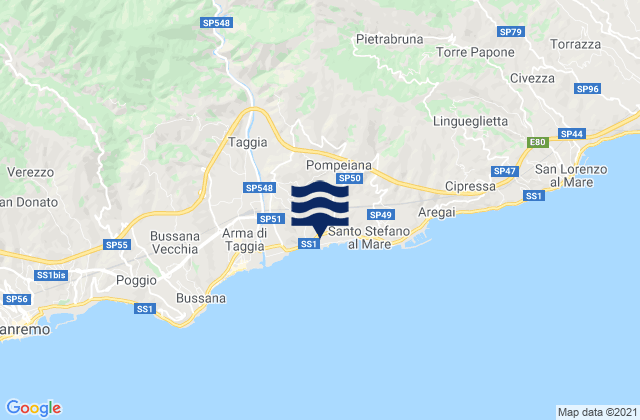 Carte des horaires des marées pour Riva Ligure, Italy