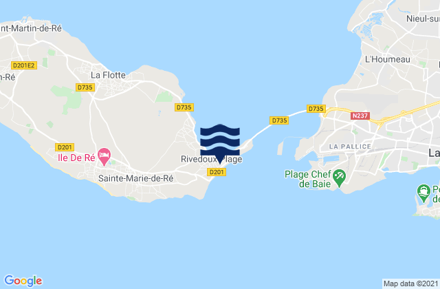 Carte des horaires des marées pour Rivedoux-Plage, France