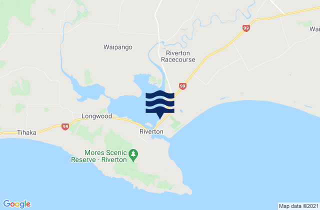Carte des horaires des marées pour Riverton, New Zealand