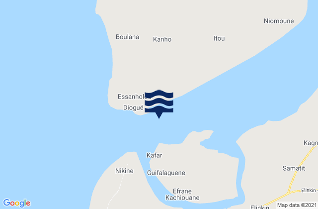 Carte des horaires des marées pour Riviere Casamance entrance, Senegal