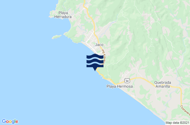 Carte des horaires des marées pour Roca Loca, Costa Rica