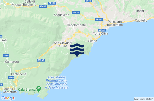 Carte des horaires des marées pour Roccagloriosa, Italy
