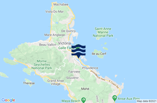 Carte des horaires des marées pour Roche Caiman, Seychelles
