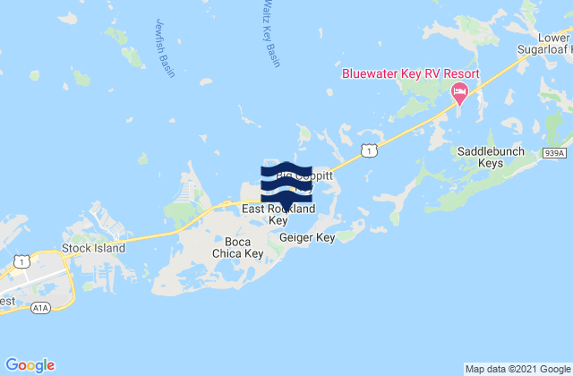 Carte des horaires des marées pour Rockland Key (Rockland Channel Bridge), United States