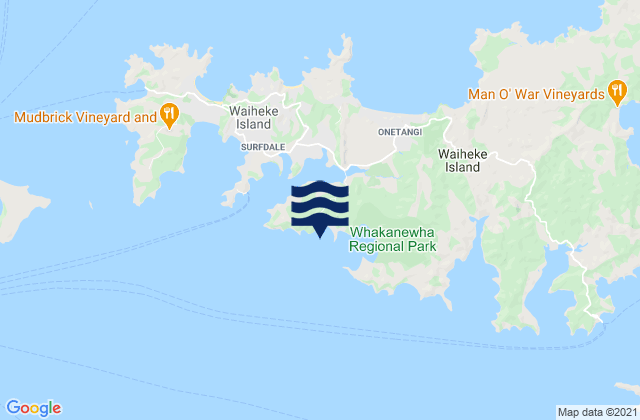 Carte des horaires des marées pour Rocky Bay (Whakanewha Bay), New Zealand