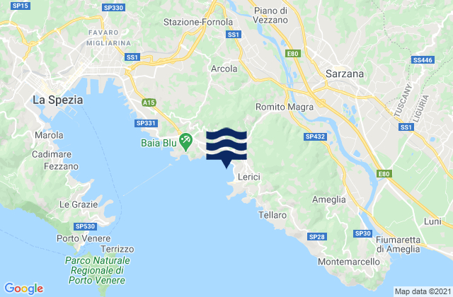 Carte des horaires des marées pour Romito Magra, Italy